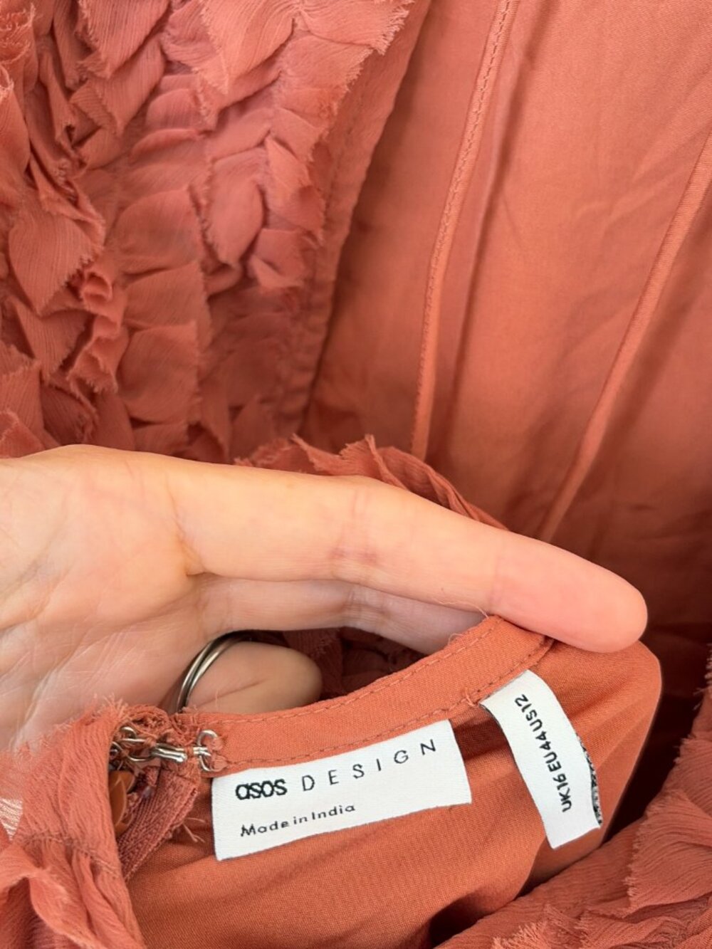 NWT ASOS Design Dusky Pink Chiffon Ruffle Micro Mini Dress - Picture 6 of 8